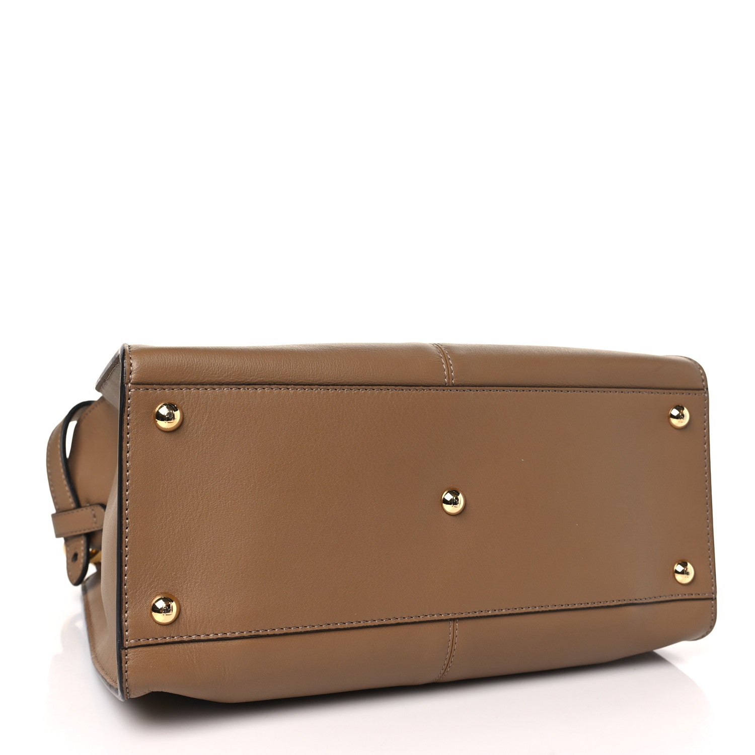 Fendi Vitello Seta Glazed Fabric FF 1974 Medium Peekaboo X-Lite Sand Mogano Panna 4 of 8