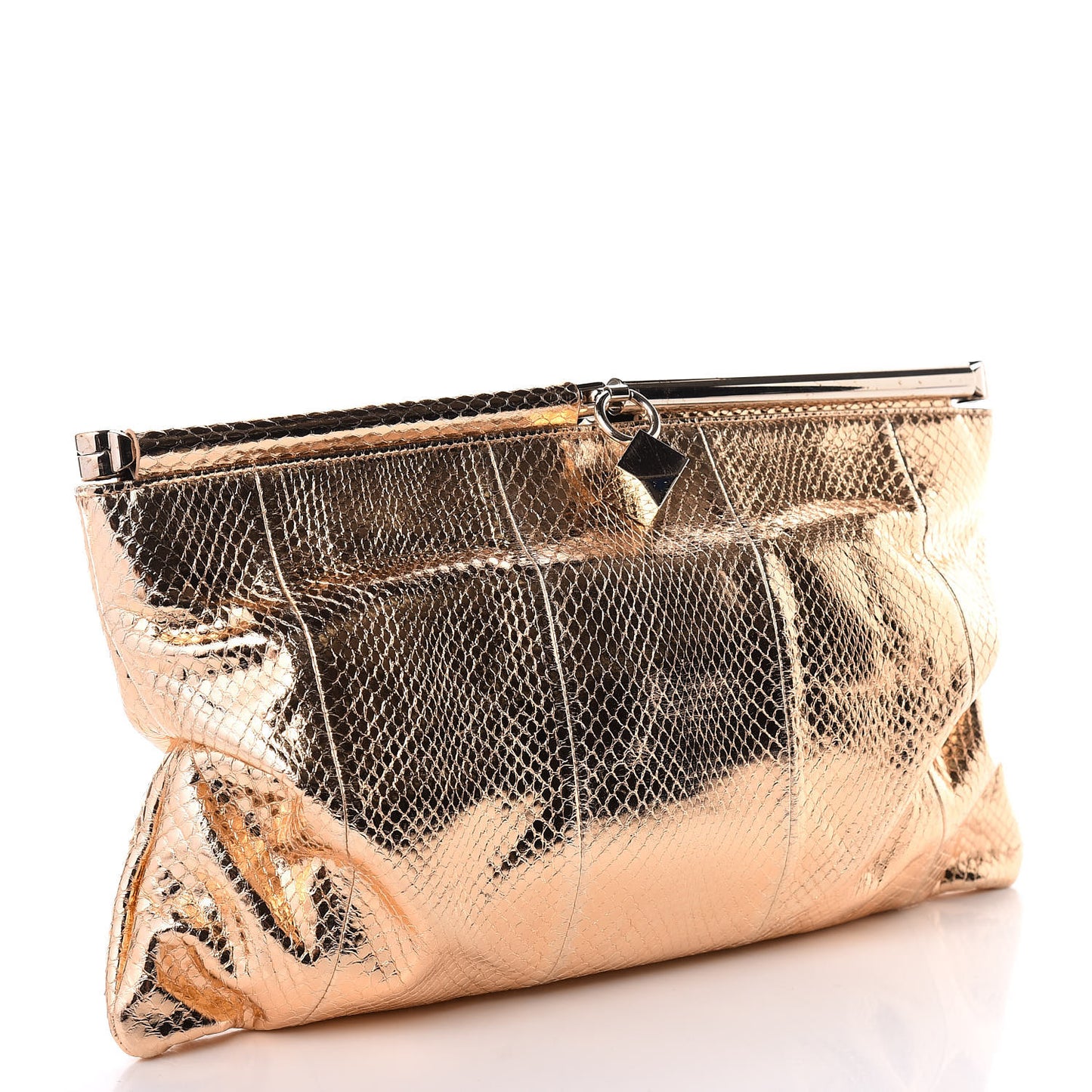 Metallic Watersnake Cadence Clutch Nude