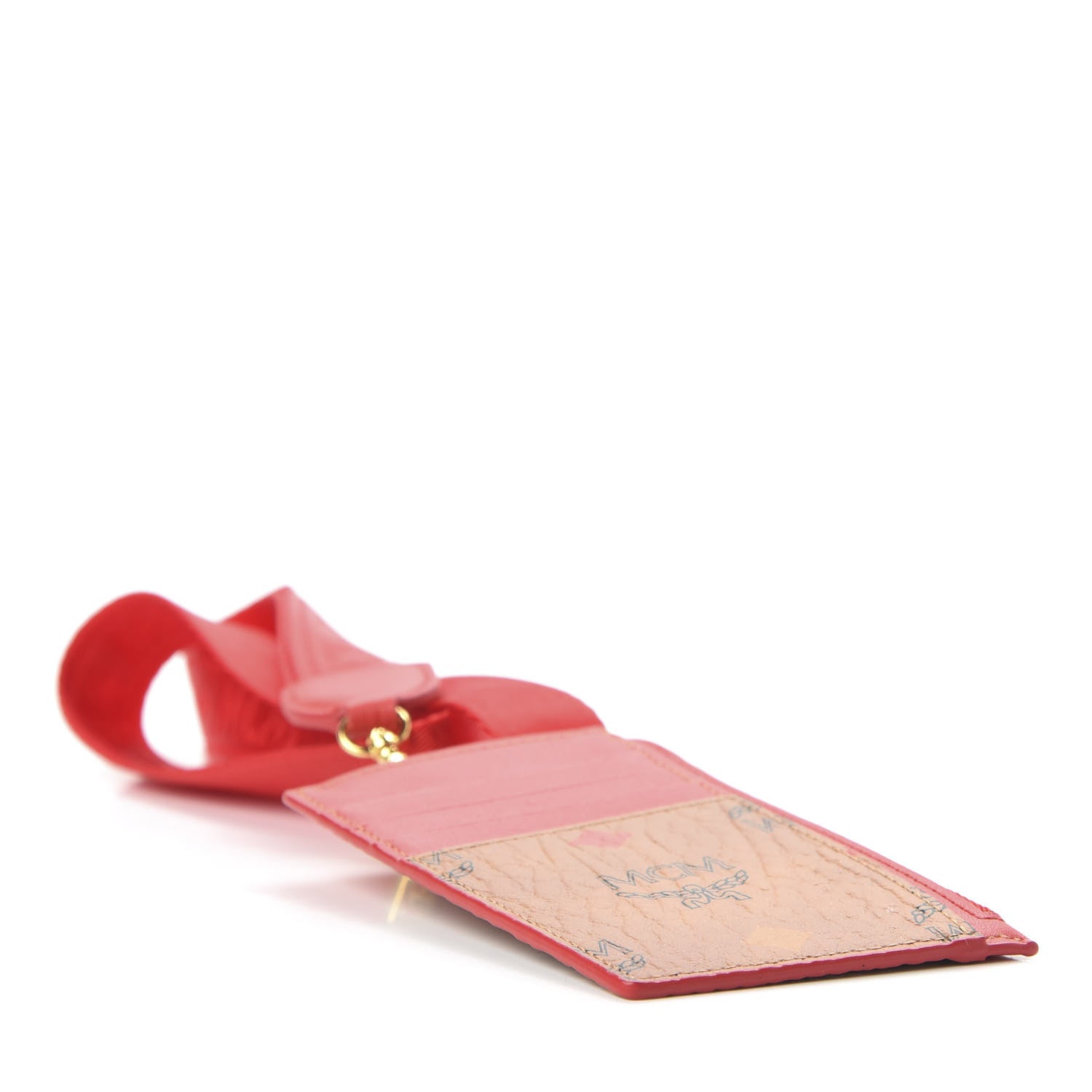 MCM Skyoptic Visetos Mini Lanyard Card Case Holder Spectrum Diamond Cognac Red 4 of 7