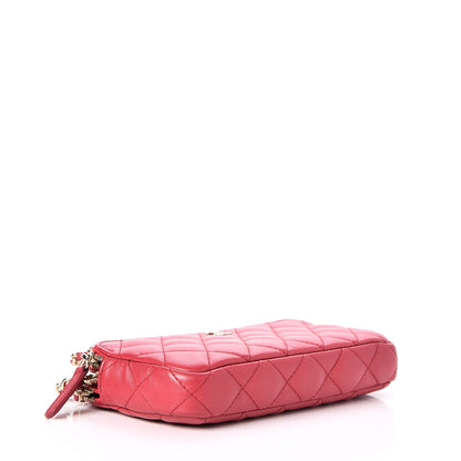 Chanel Lambskin Quilted Small Clutch With Chain Dark Pink 4 of 9