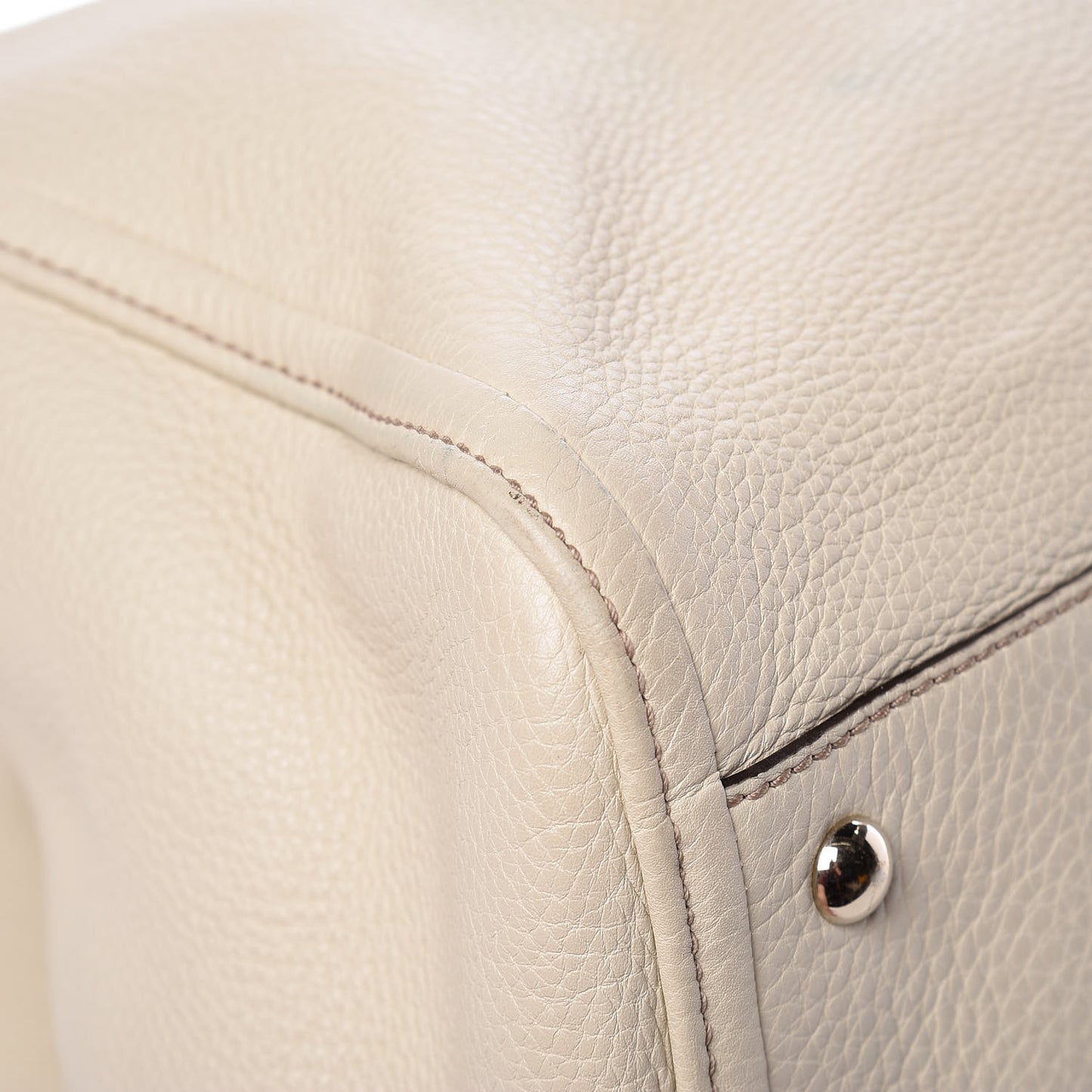 Pebbled Calfskin Medium Soho Shoulder Bag Off White