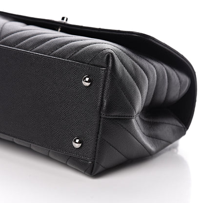 Chanel Caviar Chevron Quilted Small Coco Handle Flap Black 10 of 10