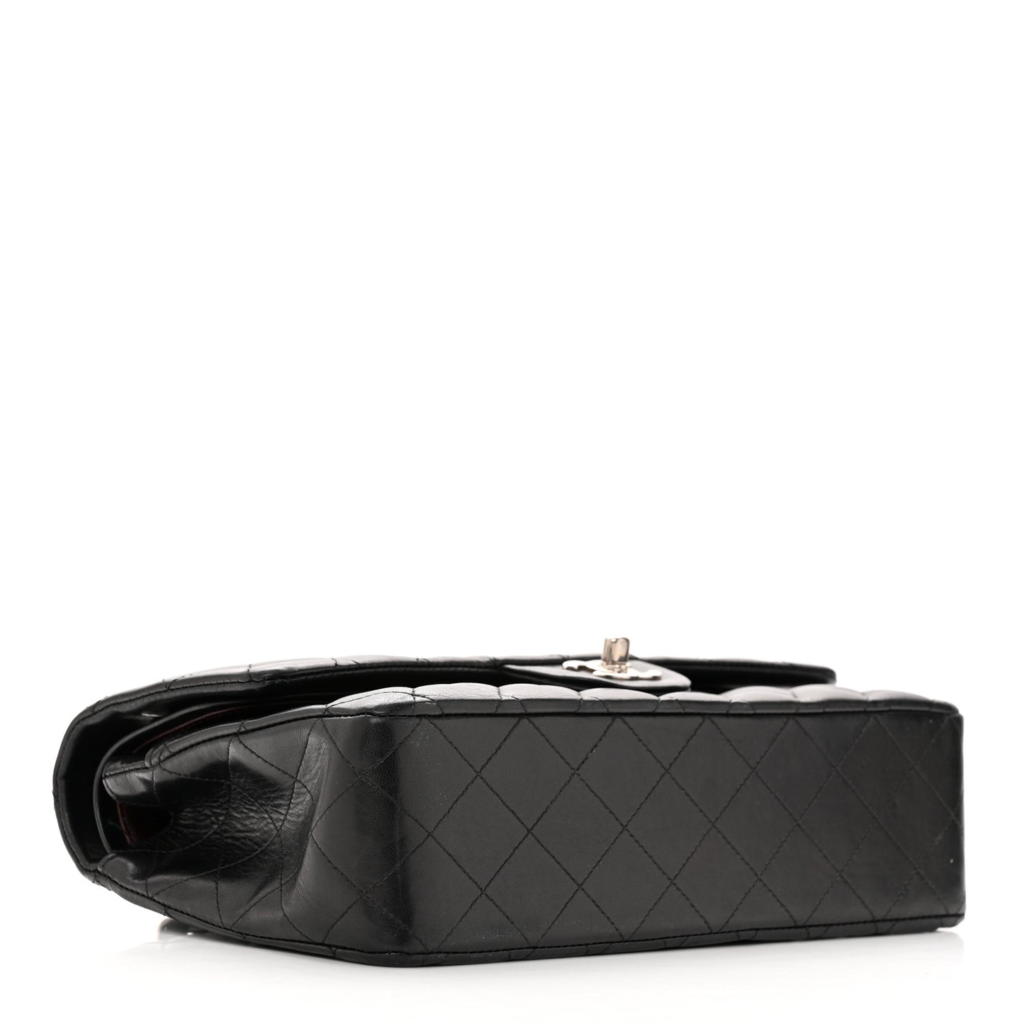 Lambskin Quilted Medium Double Flap Black