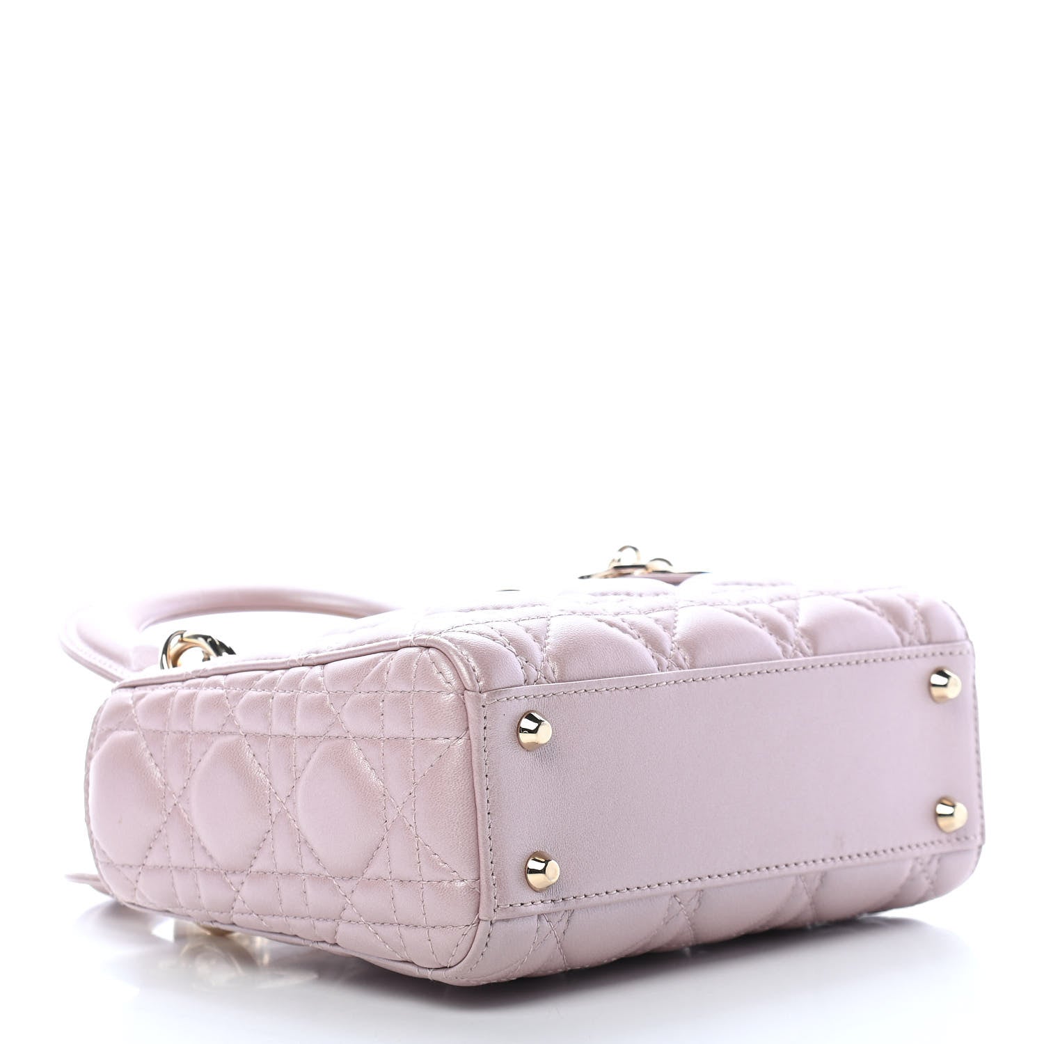 Christian Dior Metallic Lambskin Cannage Mini Lady Dior Lotus 4 of 9