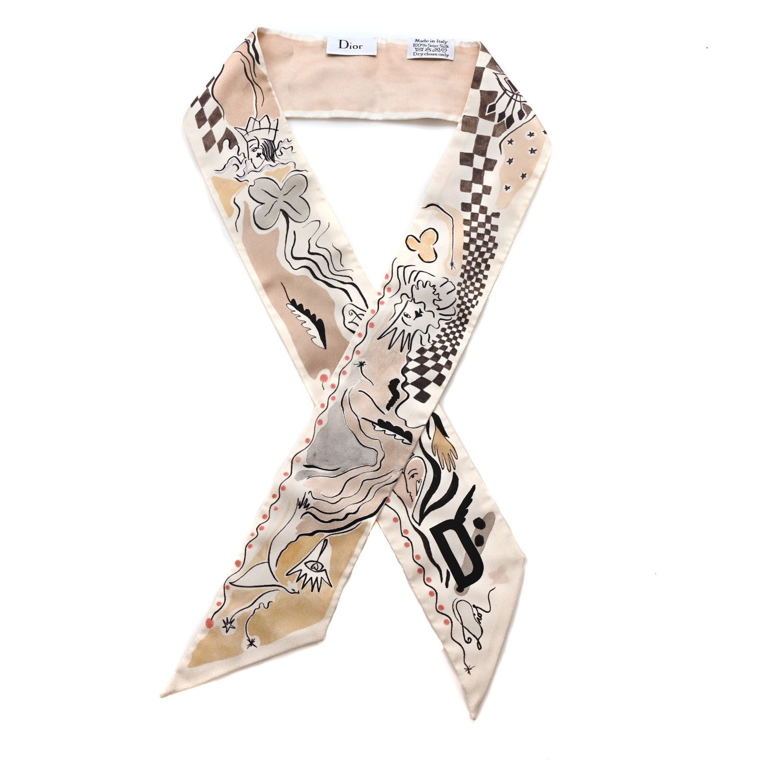Christian Dior Silk Mitzah ABCDIOR "D" Scarf 1 of 3