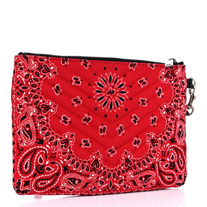 Saint Laurent Canvas Bandana Chevron Monogram A5 Wristlet Red 3 of 8