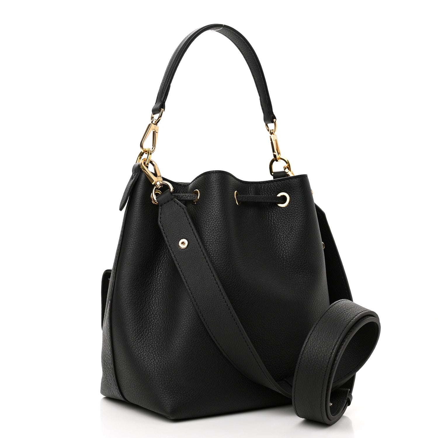 Louis Vuitton Calfskin Lockme Bucket MM Black 3 of 9
