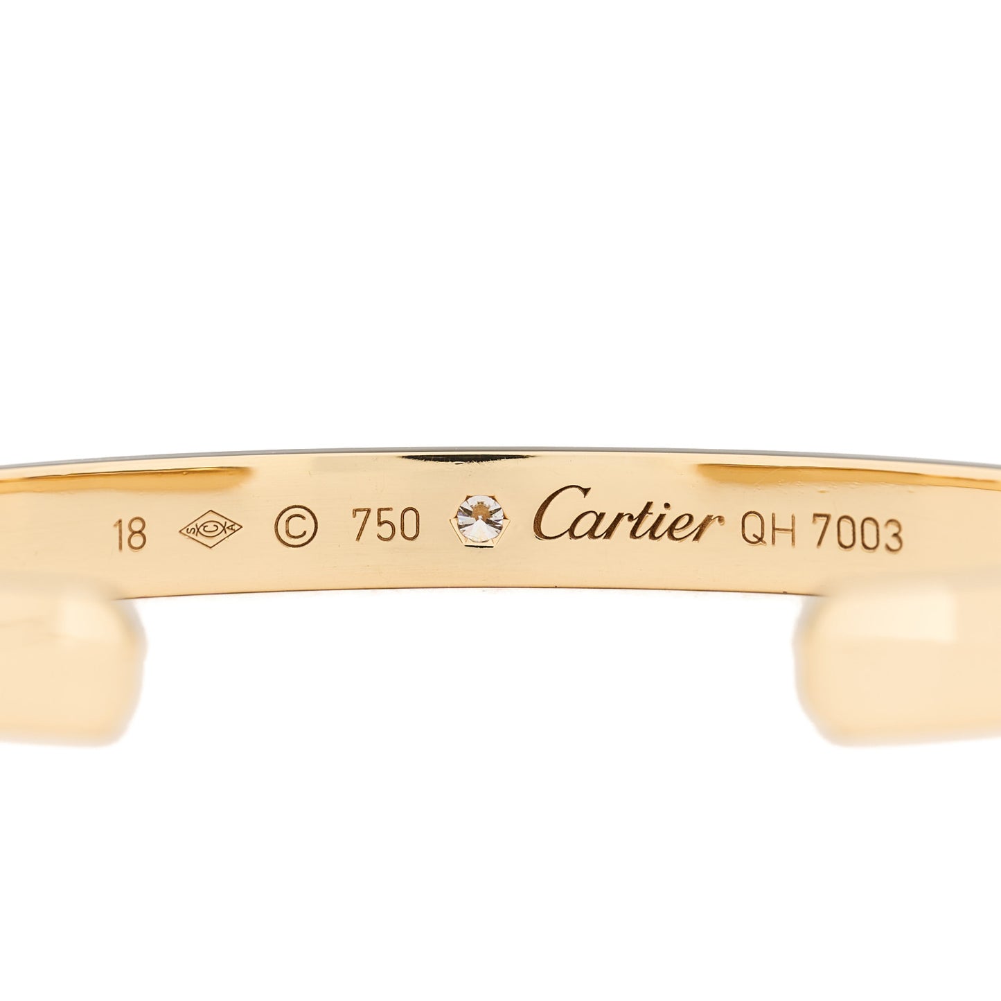 18K Yellow Gold 1 Diamond LOVE Cuff Bracelet 18