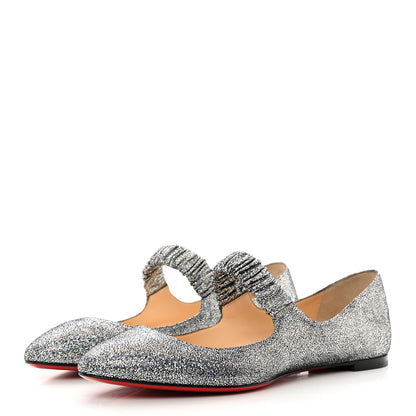 Christian Louboutin Nappa Mica Gil Mary Jane Ballet Flats 38.5 Silver 3 of 7