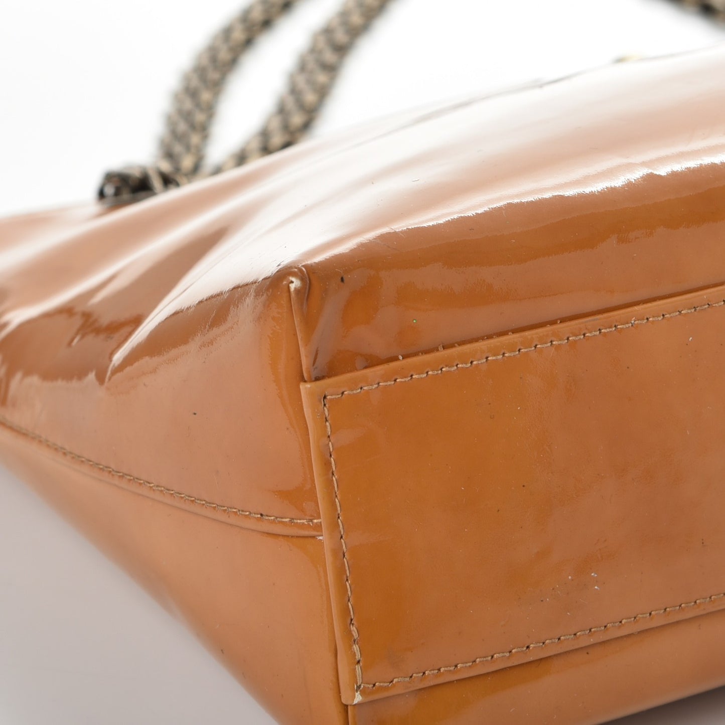 Patent Bijoux Chain Shoulder Bag Yellow