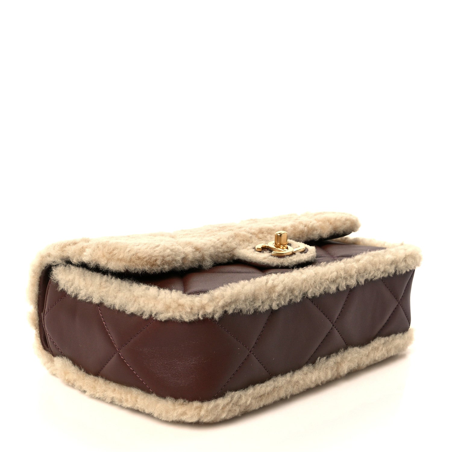 Chanel Shearling Lambskin Quilted Furry Coco Flap Dark Brown Beige 4 of 12