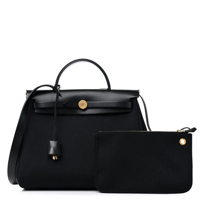 Hermes Military Toile Vache Hunter Herbag Zip PM 31 Black 1 of 11