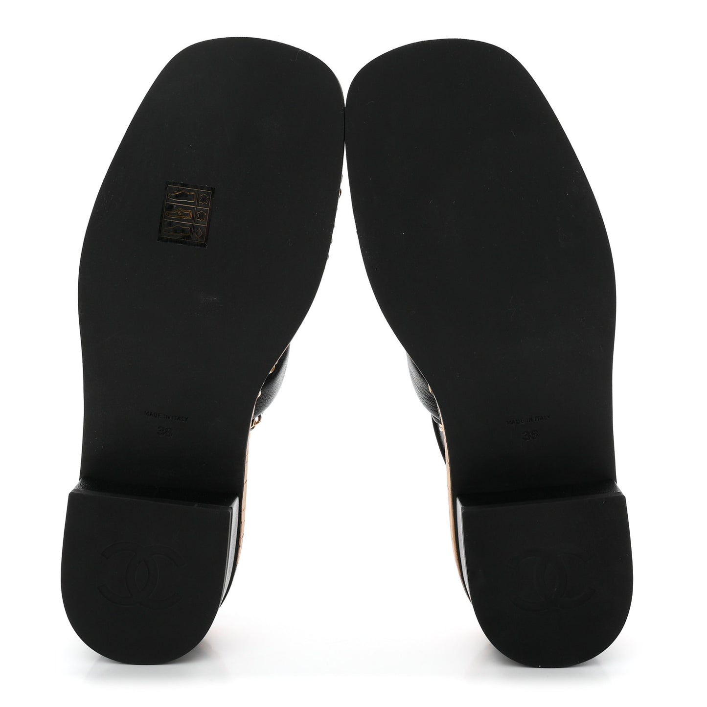 Lambskin Cork Chain Sandals 38 Black