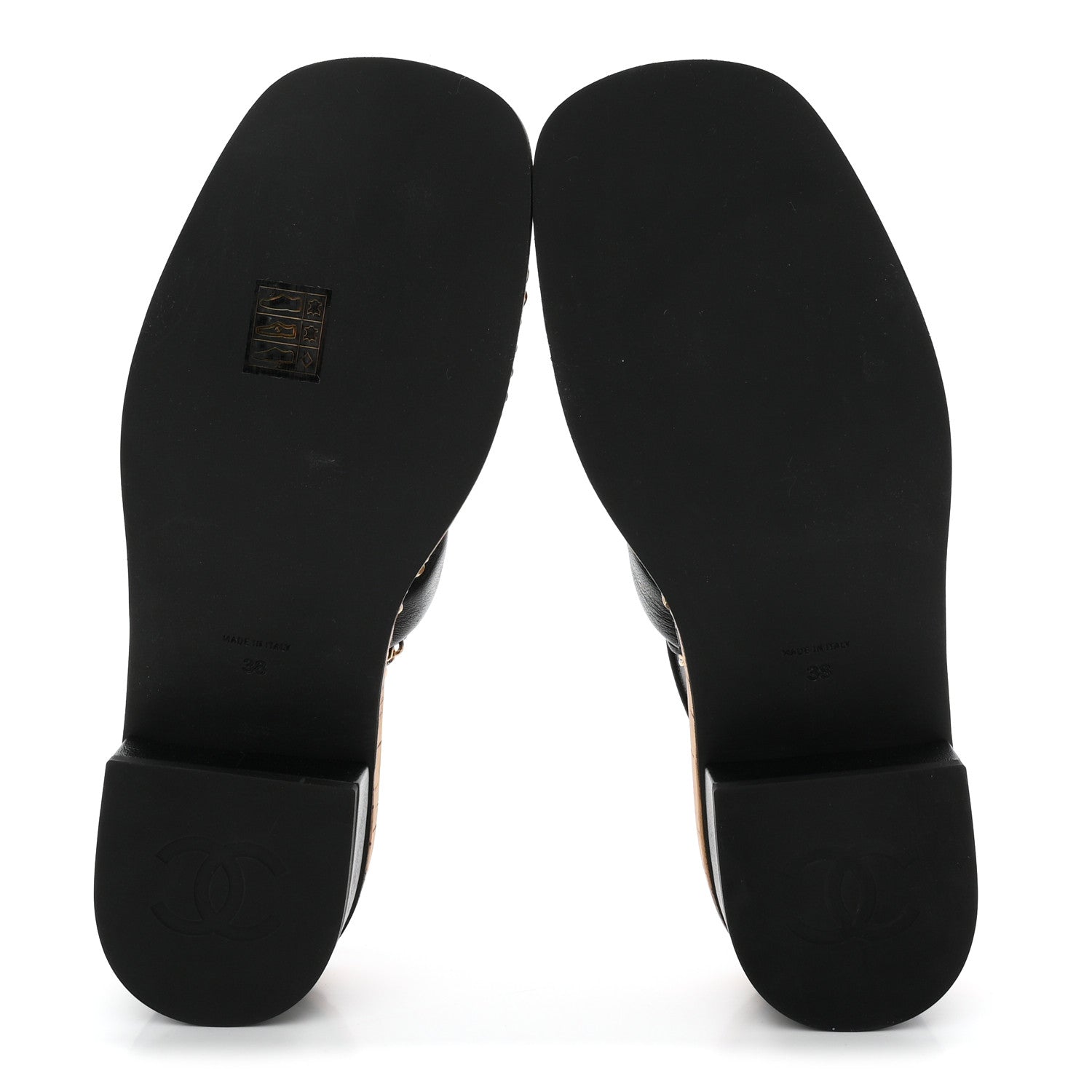 Chanel Lambskin Cork Chain Sandals 38 Black 6 of 9