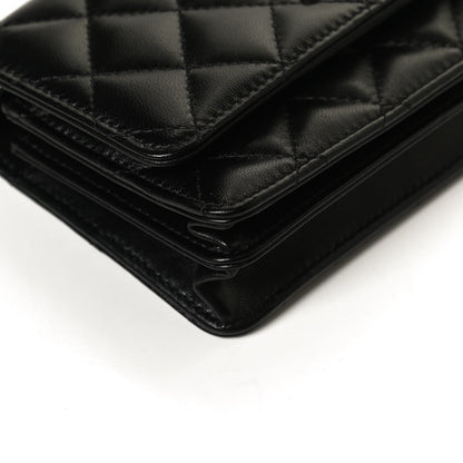 Chanel Lambskin Quilted Mini Camellia Bow Wallet On Chain WOC Black 9 of 20
