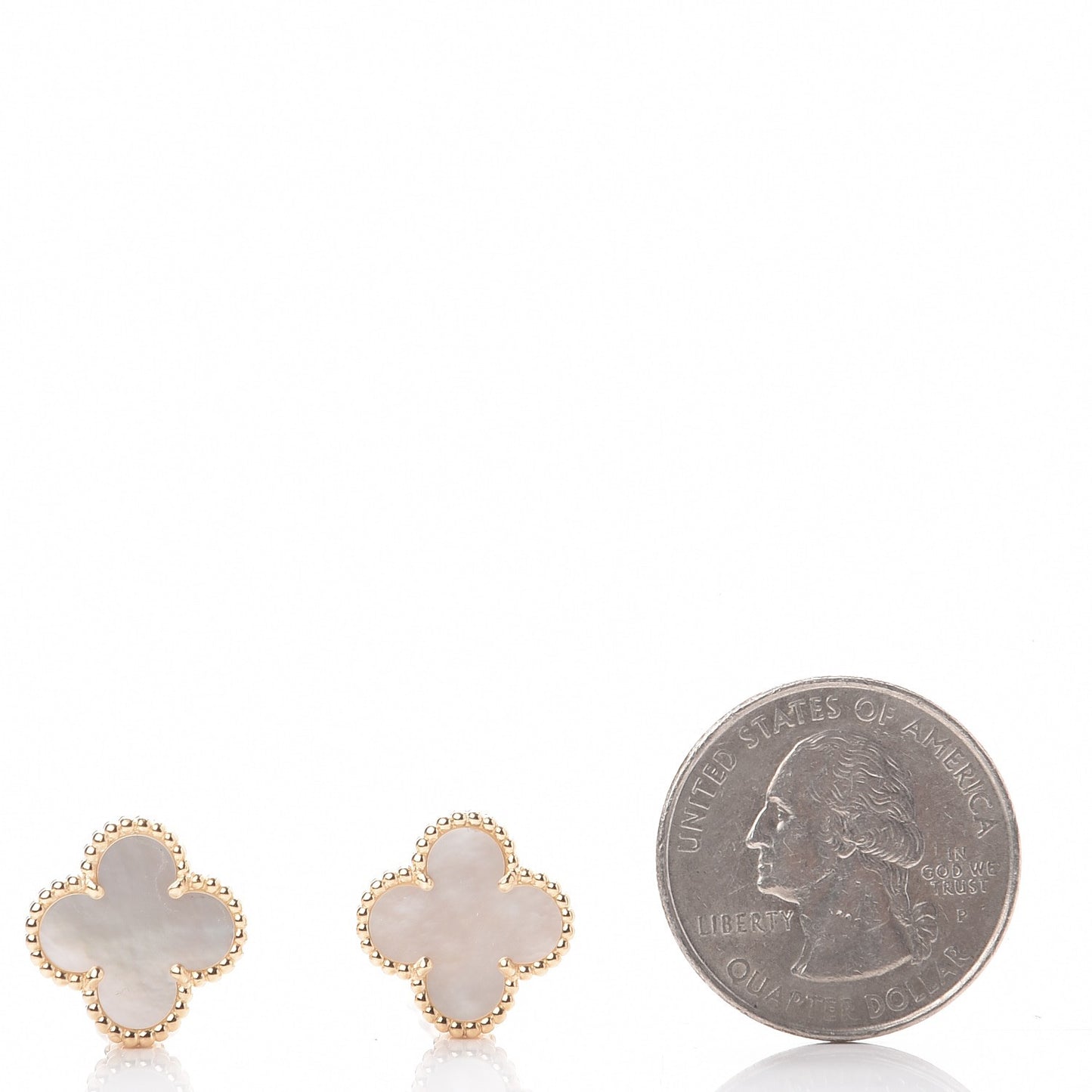 18K Yellow Gold Mother of Pearl Vintage Alhambra Earrings