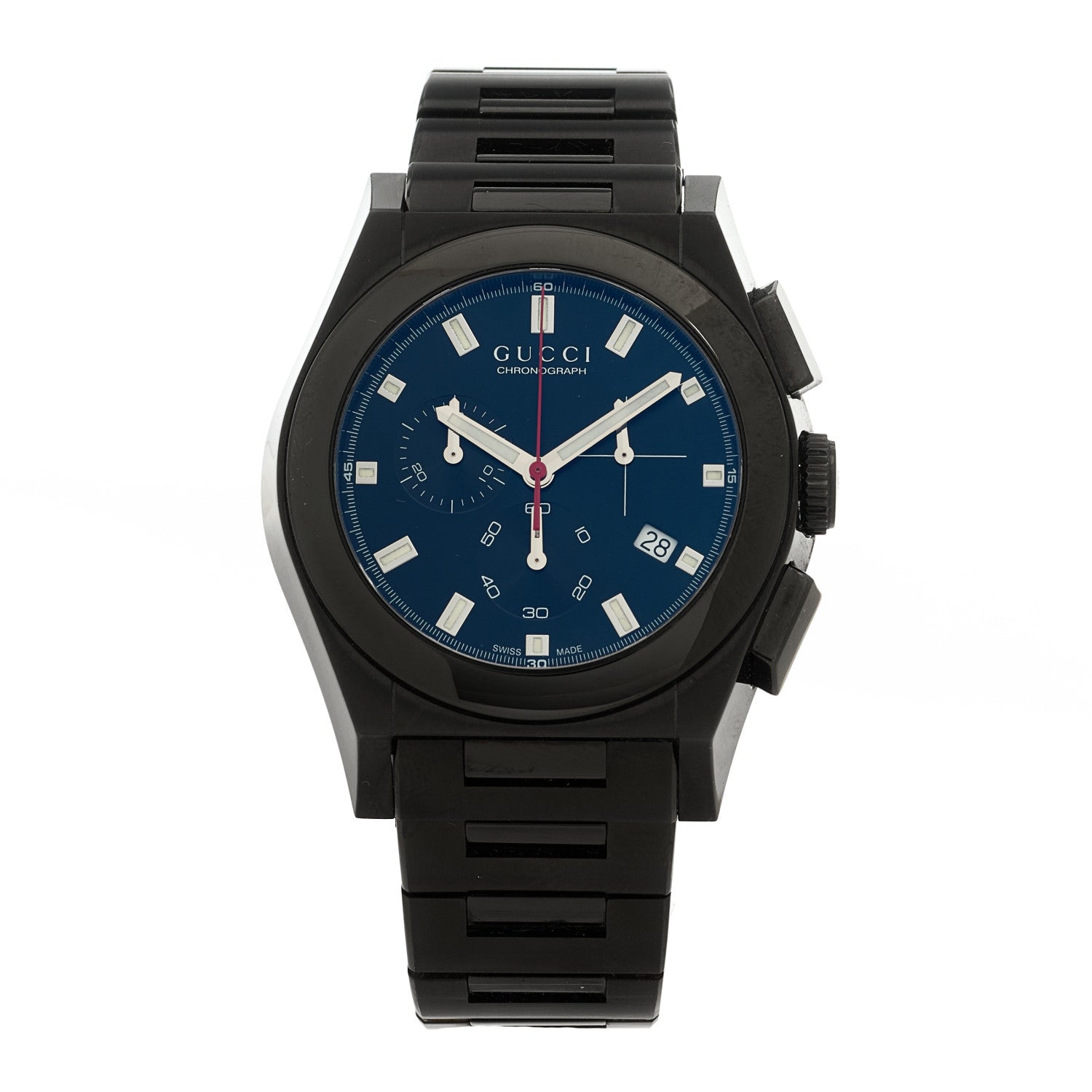 Gucci Stainless Steel 44mm Pantheon Chronograph Quartz Watch Black 1 of 5