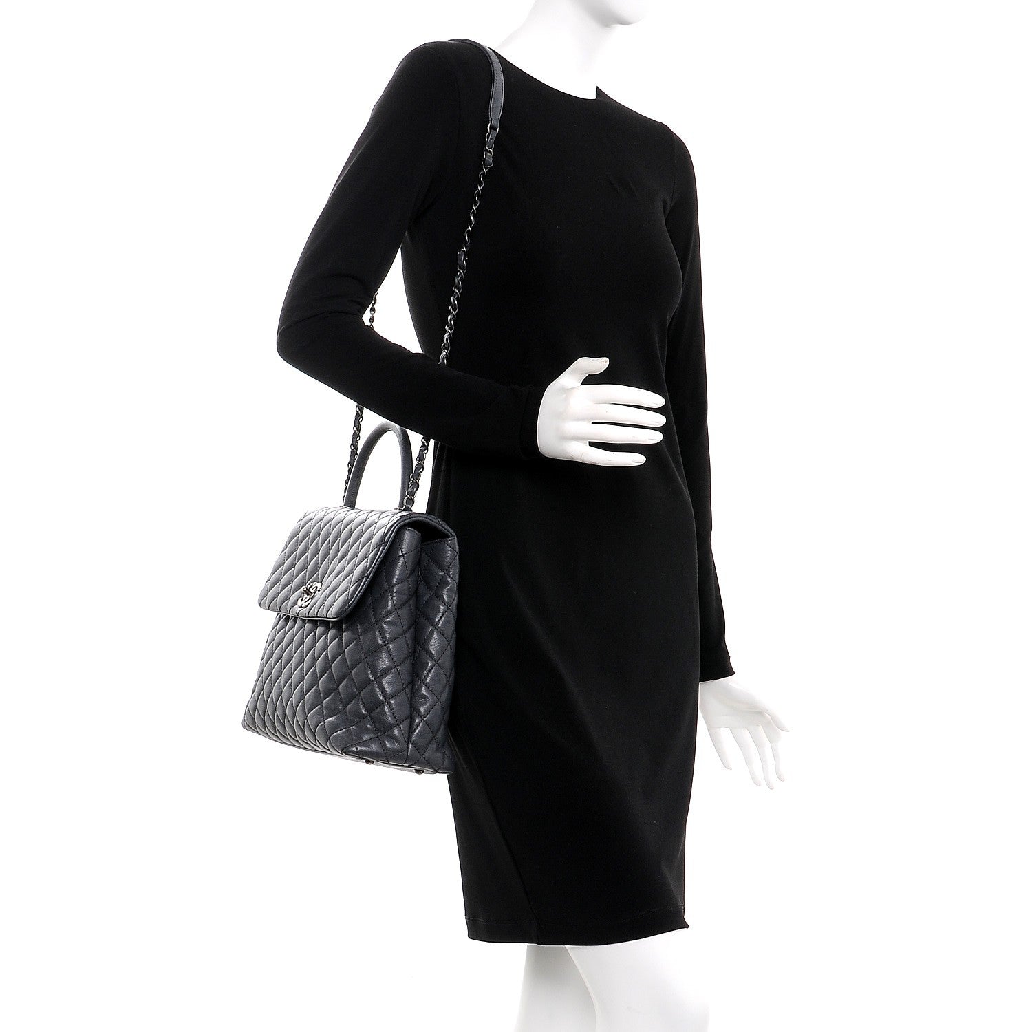 Chanel Caviar Quilted Large Coco Handle Flap Grey 2 of 11