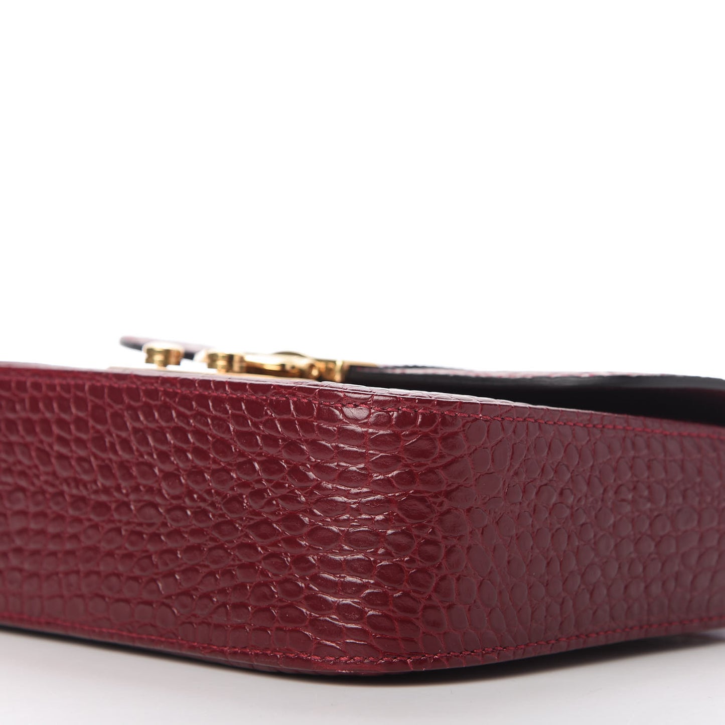Crocodile Print Calfskin Top Handle Bag Rubino