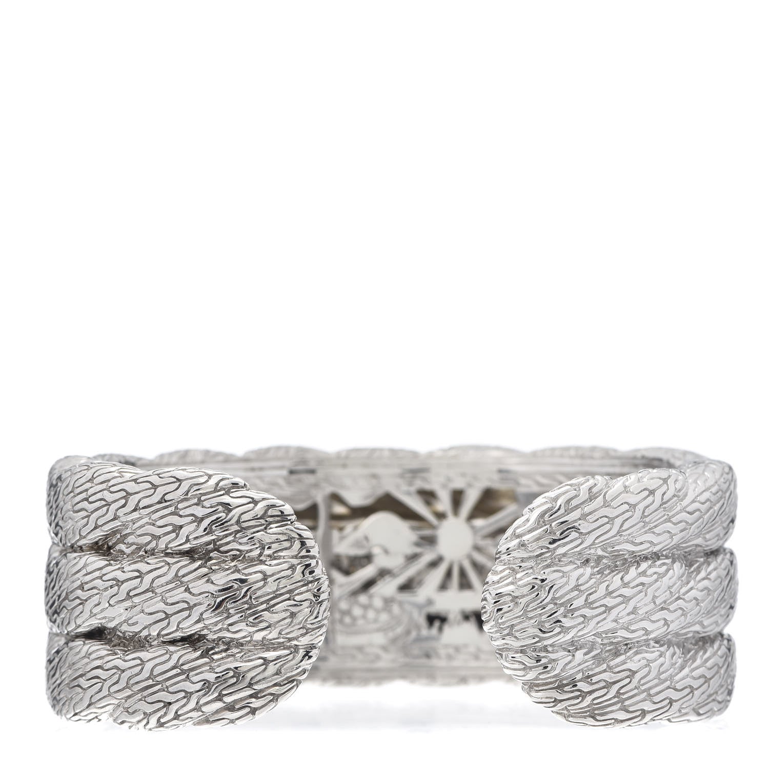 John Hardy Sterling Silver Diamond Modern Chain 3-Row Kick Cuff Bracelet 3 of 4