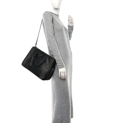 Prada Saffiano Lux Studded Crystal Medium Galleria Double Zip Tote Black 2 of 8