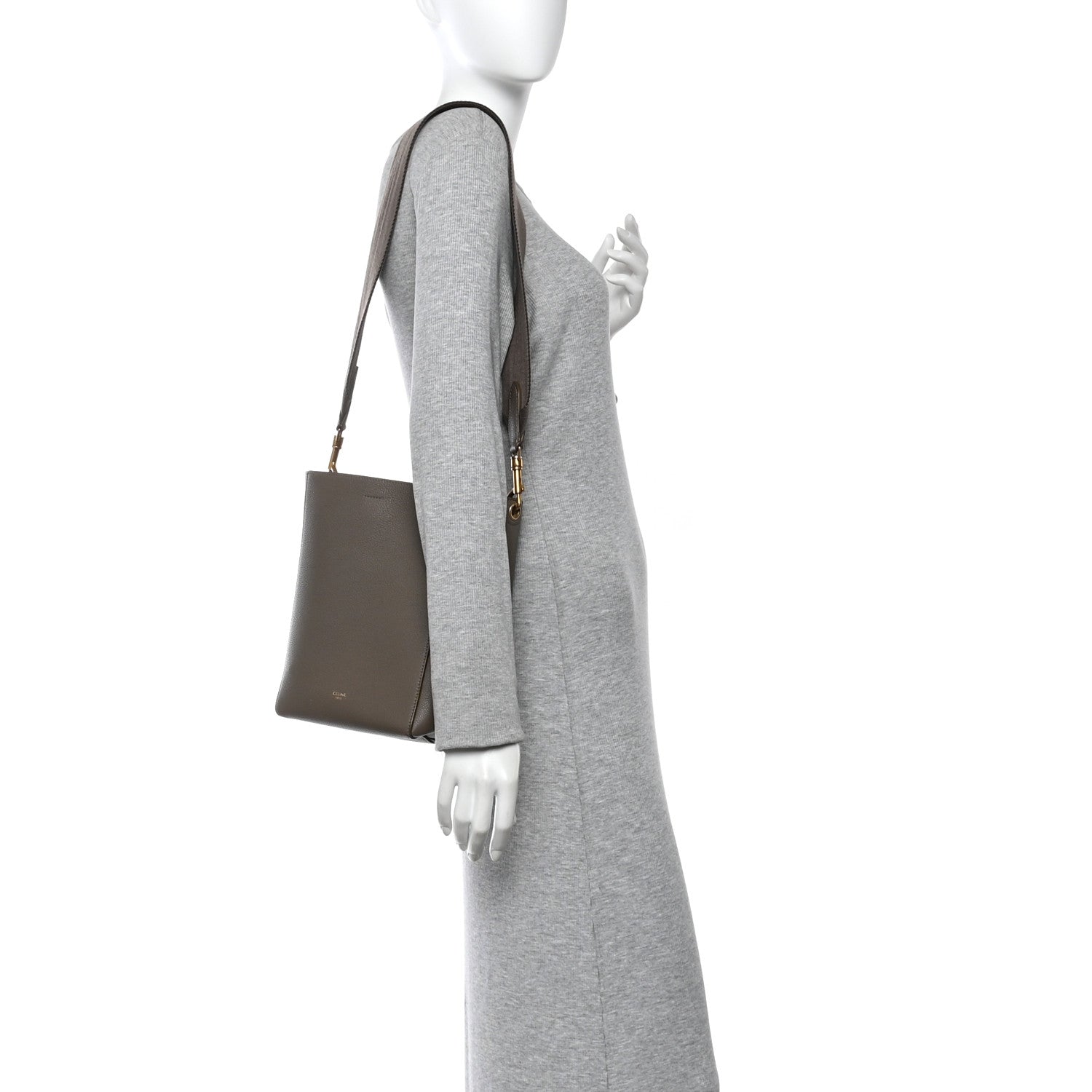 Celine Soft Grained Calfskin Small Sangle Bucket Bag Taupe 2 of 10
