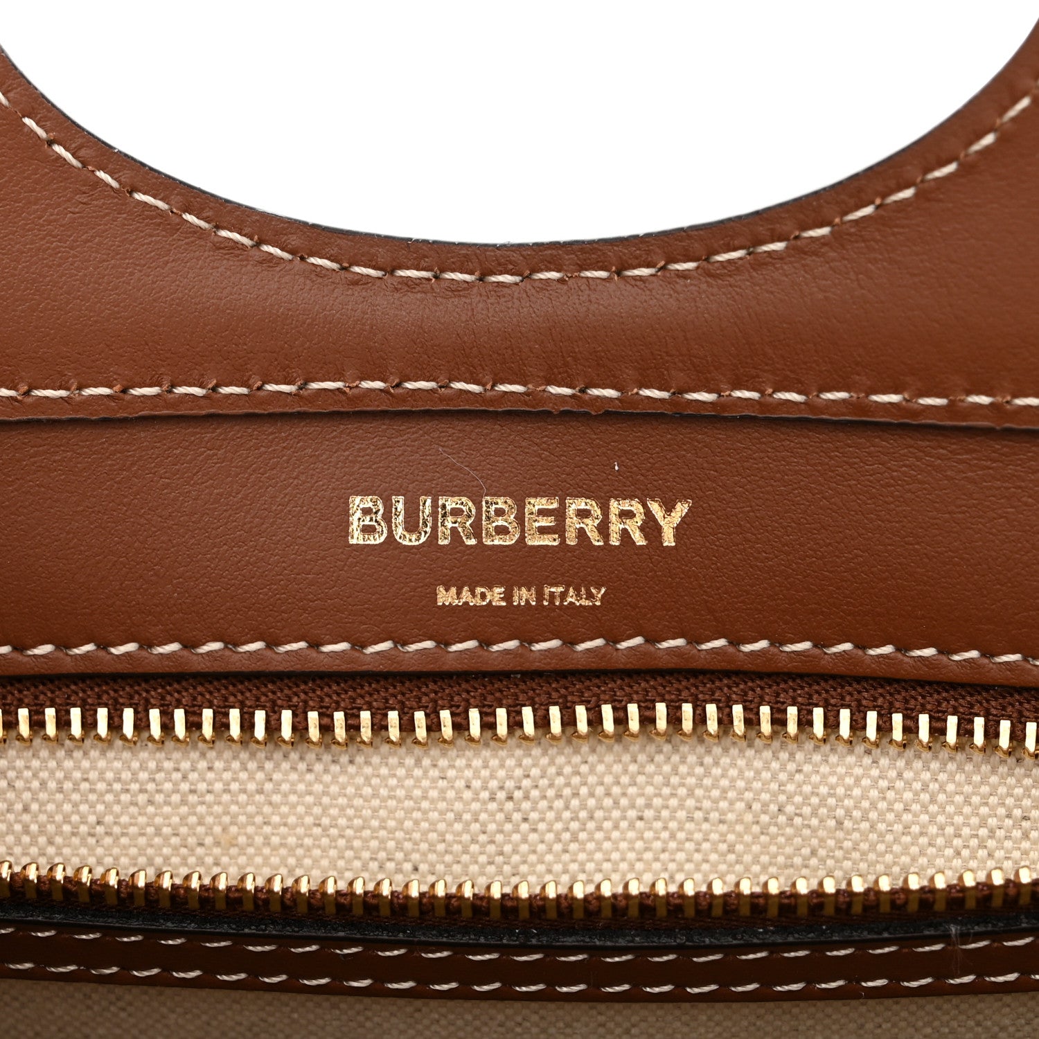 Burberry Canvas Smooth Calfskin Two Tone Mini Pocket Bag Natural Malt Brown 7 of 9