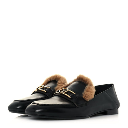 Louis Vuitton Calfskin Mink Upper Case Flat Loafer 38 Black 3 of 10