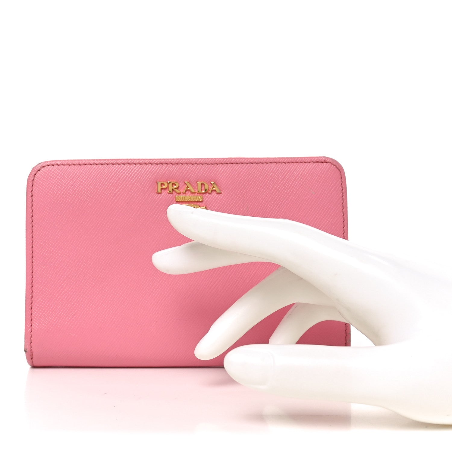 Prada Saffiano Metal Compact Wallet Peonia Petalo 1875638