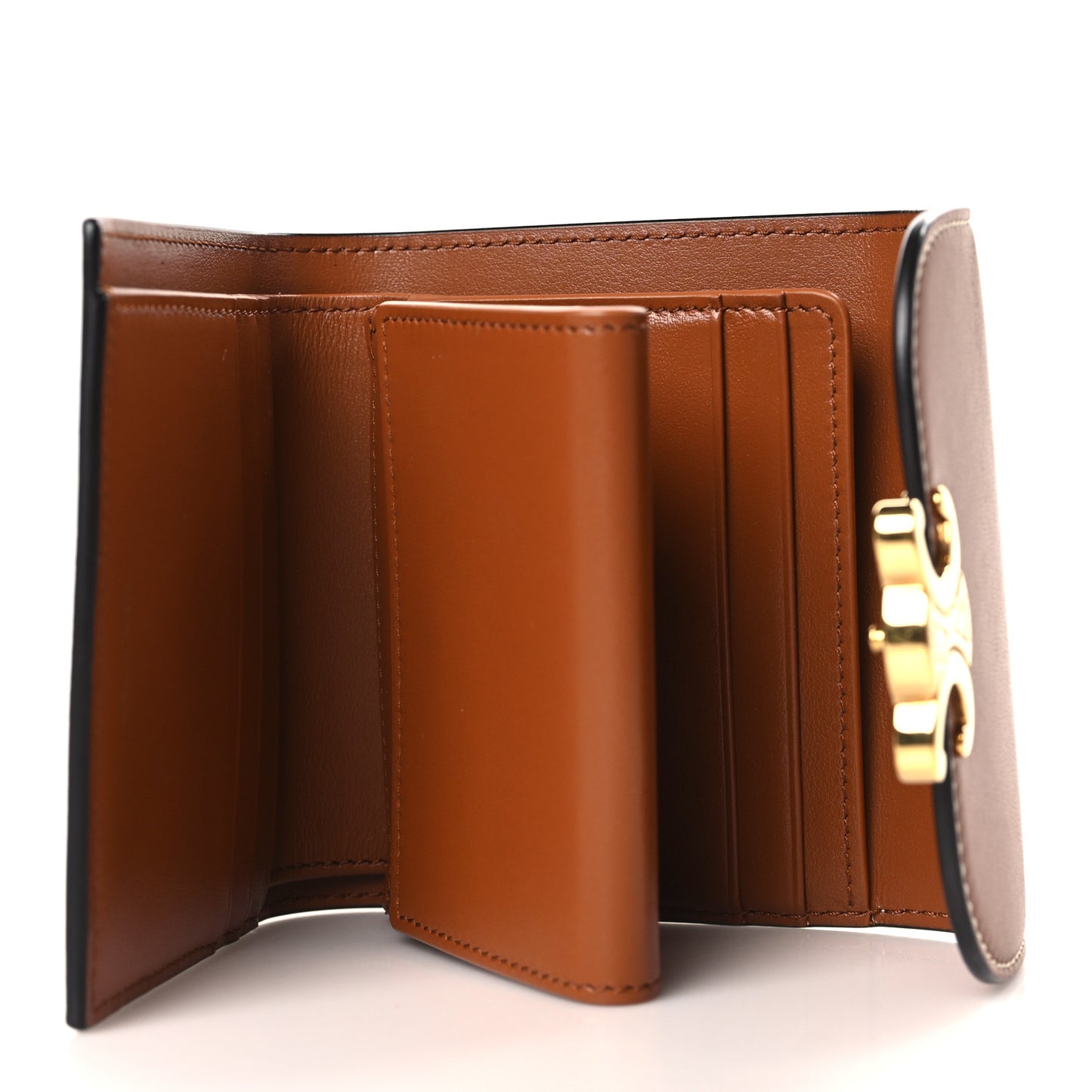 Shiny Smooth Lambskin Small Triomphe Wallet Tan