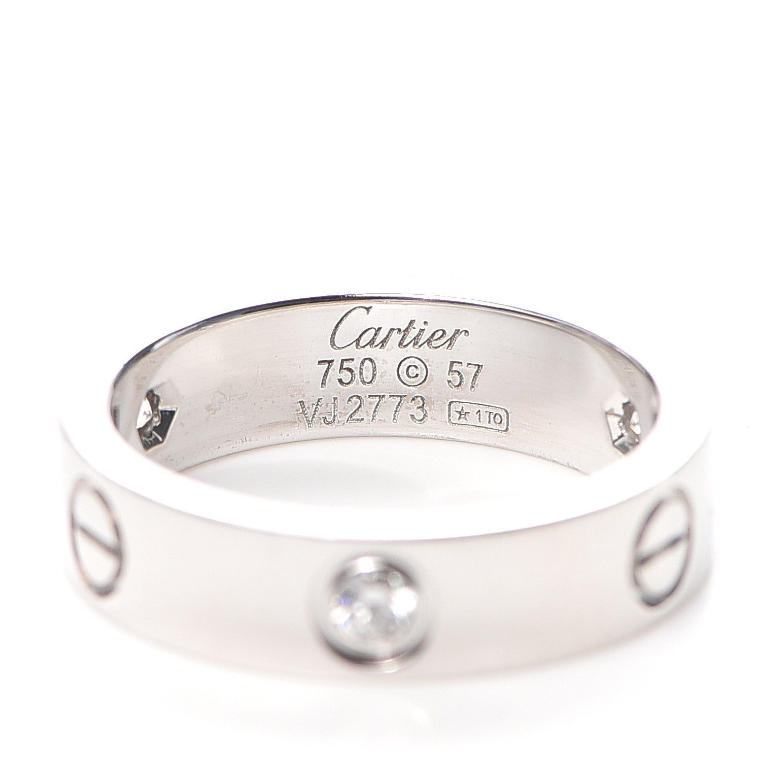 Cartier 18K White Gold 3 Diamond 5.5mm LOVE Ring 57 8 4 of 5