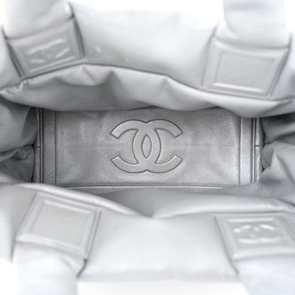 Chanel Metallic Lambskin Quilted Small Coco Cocoon Reversible Tote Light Grey 9 of 22