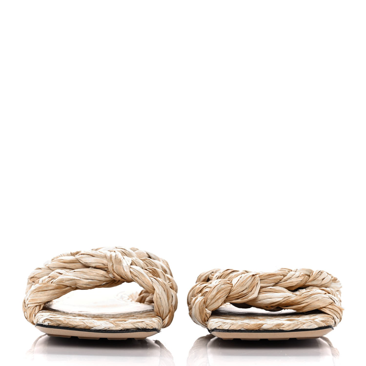 Bottega Veneta Raffia Twisted Intrecciato Stretch Flat Sandals 36.5 Macadamia 2 of 7