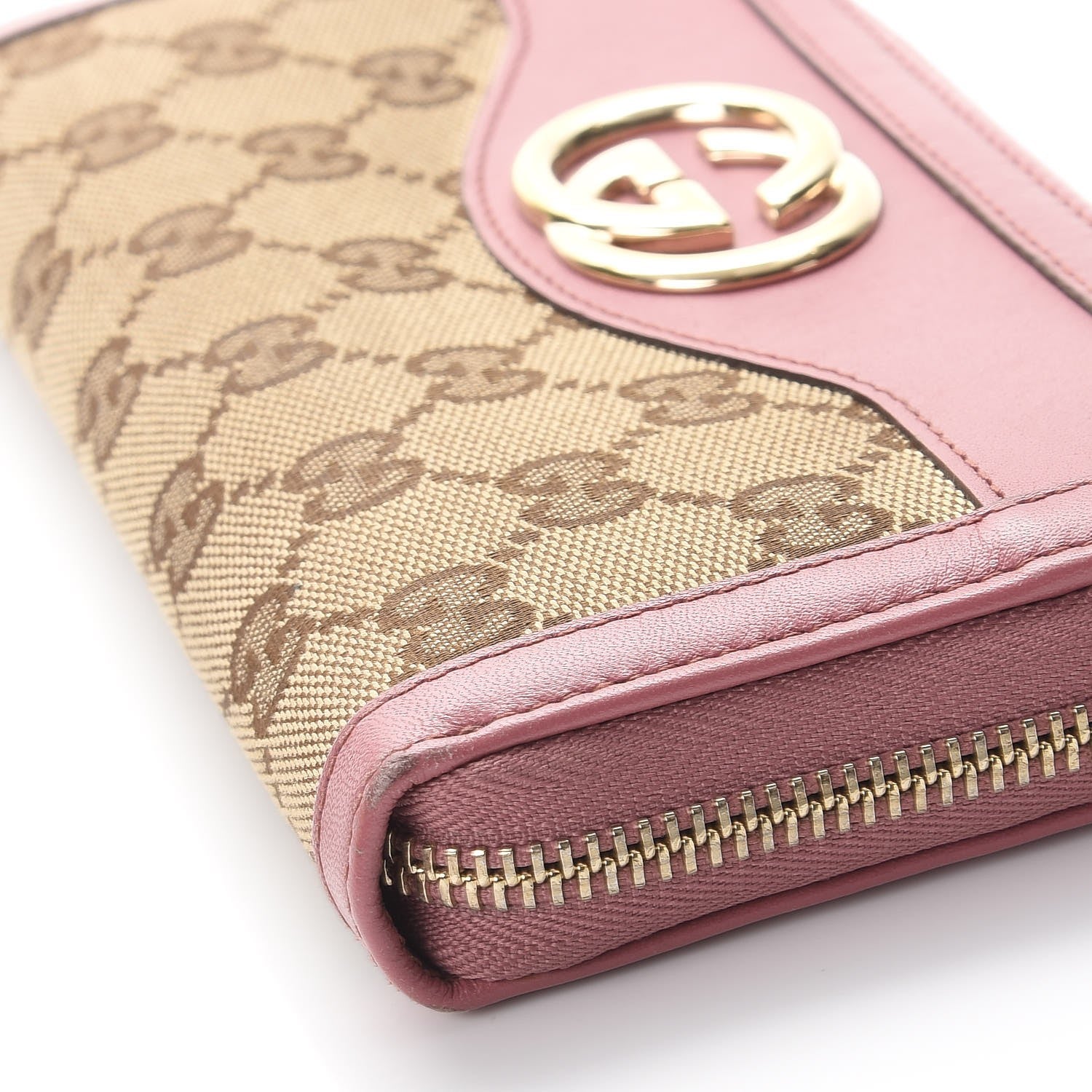 Gucci Monogram Margaux Calfskin Sukey Zip Around Wallet Beige Ebony Vintage Rose 11 of 11