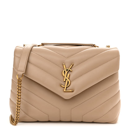 Saint Laurent Calfskin Y Quilted Monogram Small Loulou Chain Satchel Dark Beige 1 of 10