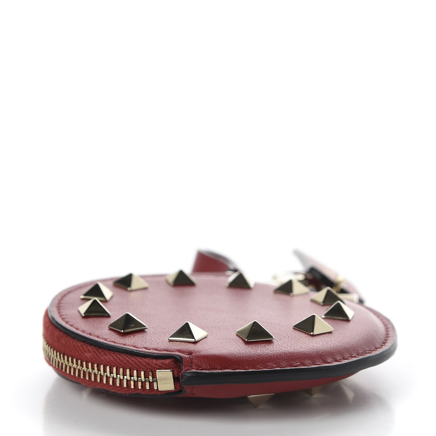Valentino Garavani Vitello Rockstud Round Zip Coin Purse Rubino 4 of 8