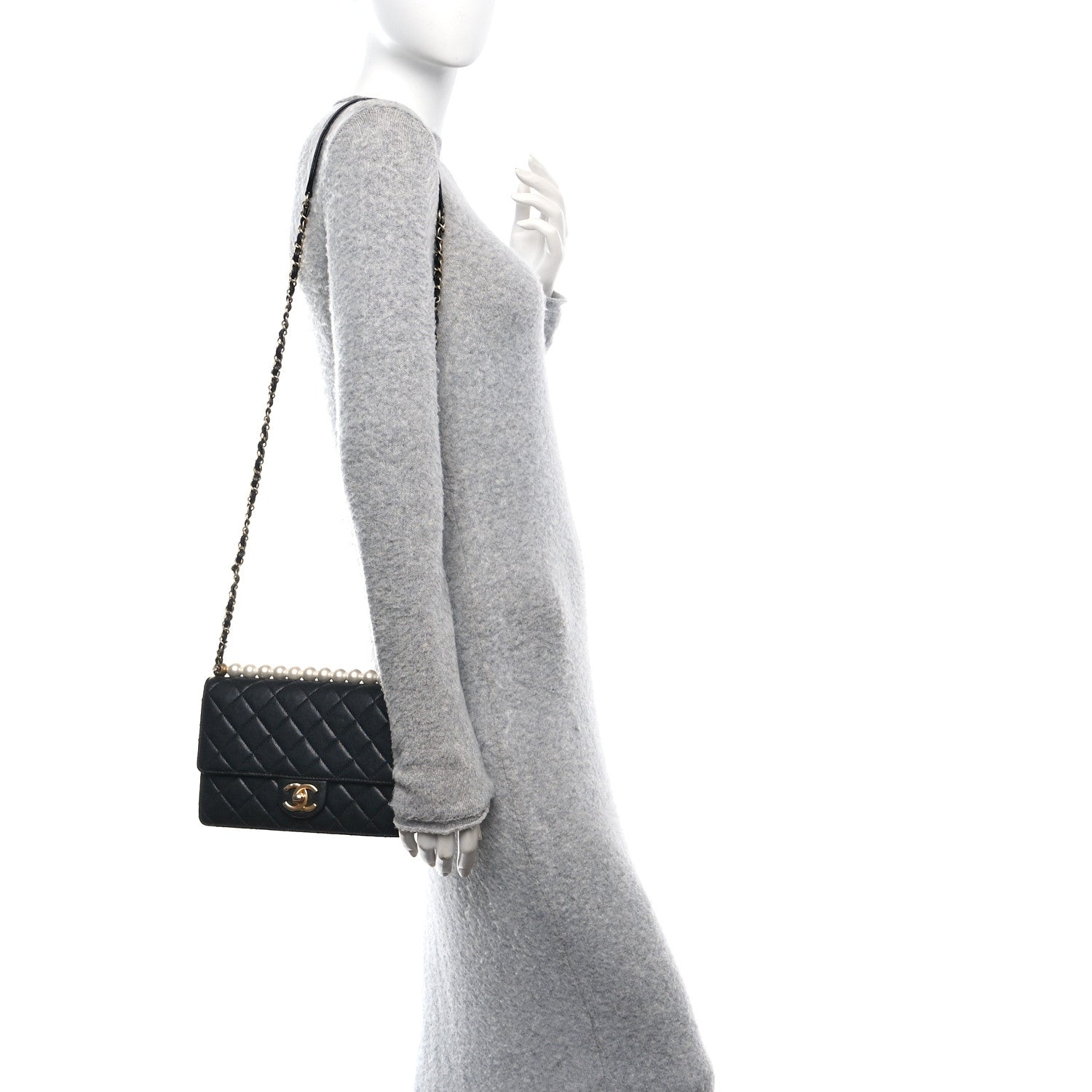 Chanel Goatskin Quilted Small Chic Pearls Flap Black 2 of 11