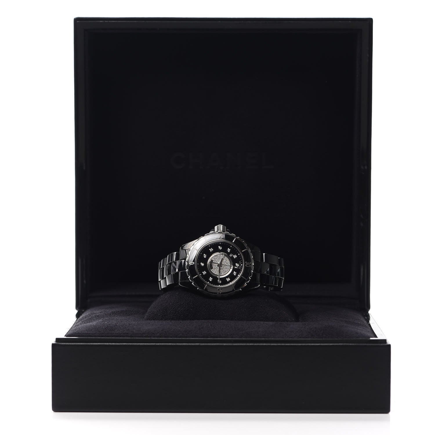 Chanel Stainless Steel Ceramic Diamond Dial 33mm J12 Quartz Watch Black 6 of 6