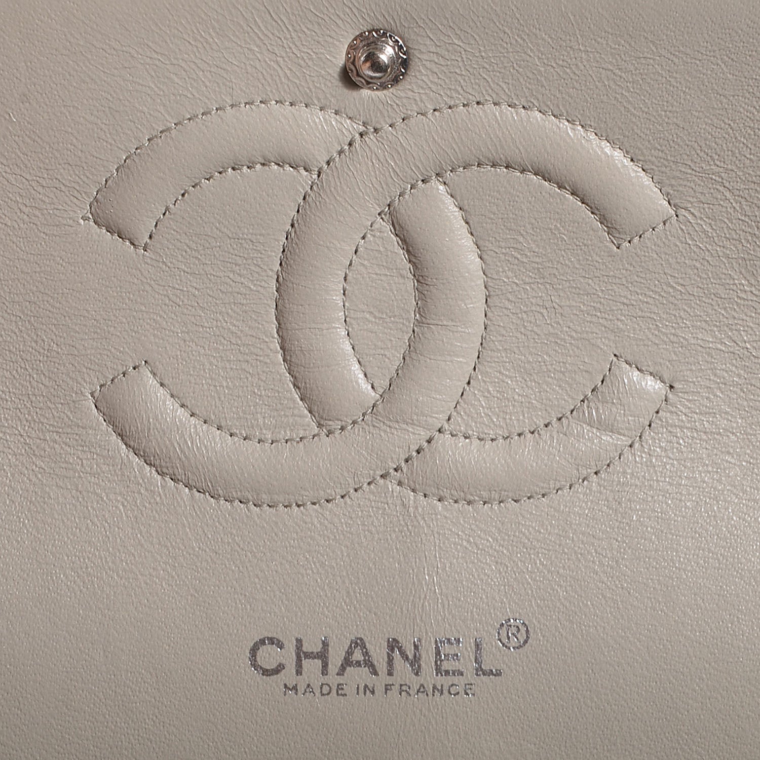 Chanel Lambskin Quilted Medium Double Flap Light Grey 6 of 8