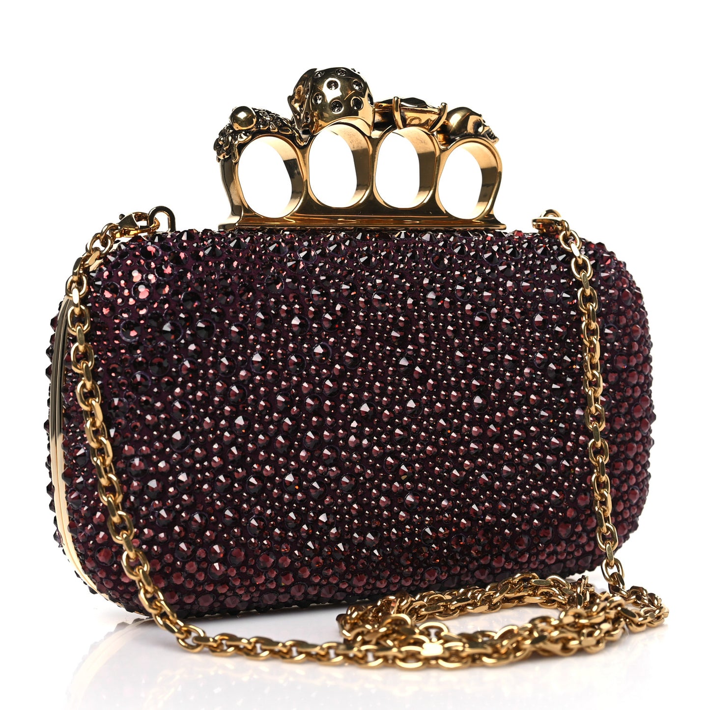 Crystal Jeweled Knuckle Duster Box Clutch Red