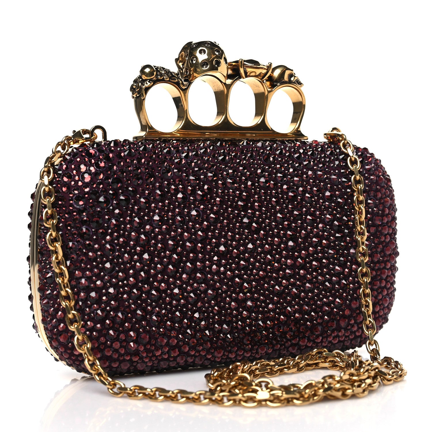 Alexander McQueen Crystal Jeweled Knuckle Duster Box Clutch Red 3 of 10