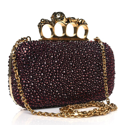 Alexander McQueen Crystal Jeweled Knuckle Duster Box Clutch Red 3 of 10