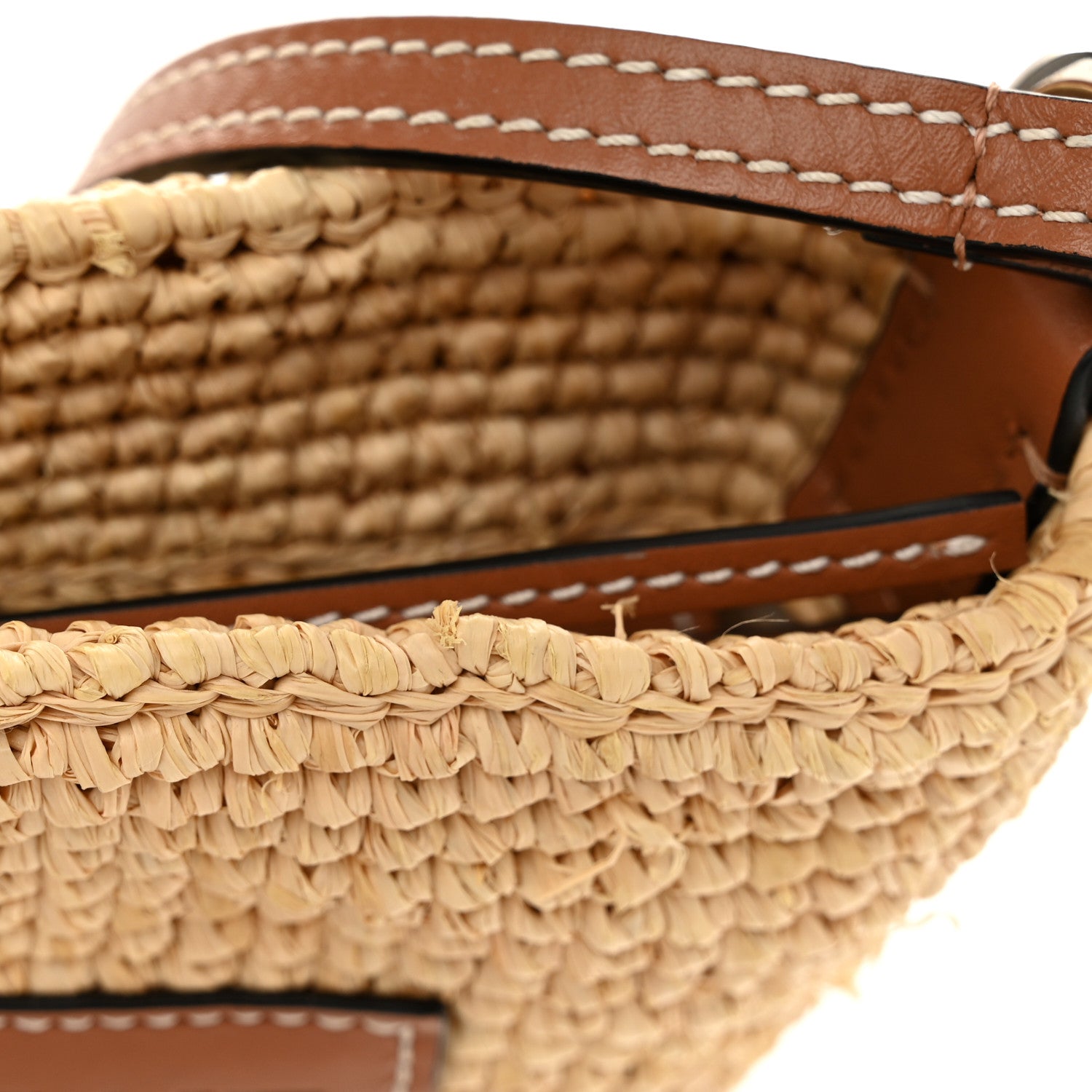 Loewe Calfskin Raffia Paulas Ibiza Pochette Bag Natural Tan 12 of 12