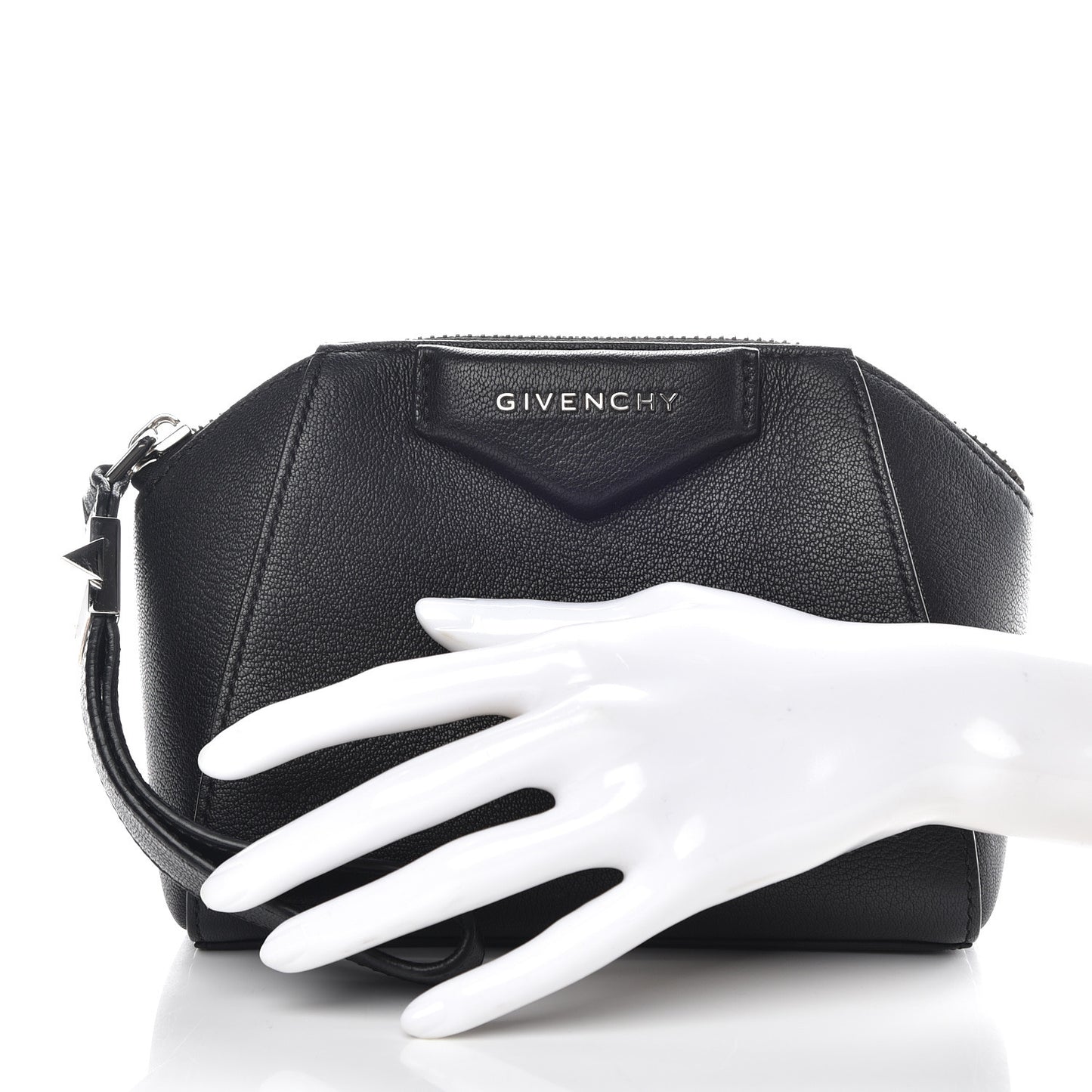 Sugar Goatskin Small Antigona Beauty Wristlet Black