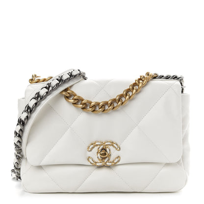 Chanel Goatskin Quilted Medium Chanel 19 Flap White 1 of 9