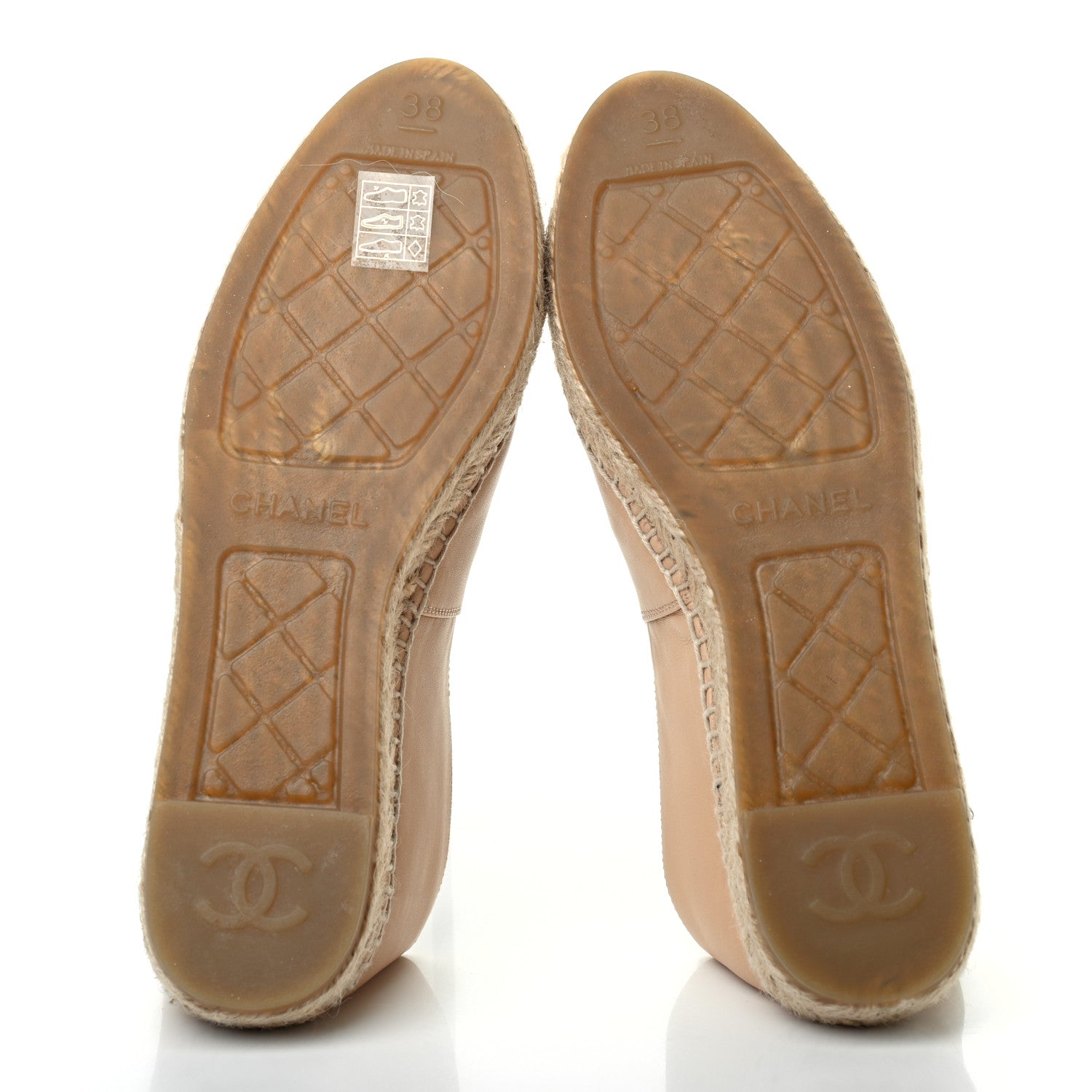 Chanel Lambskin CC Espadrilles 38 Beige Black 5 of 7