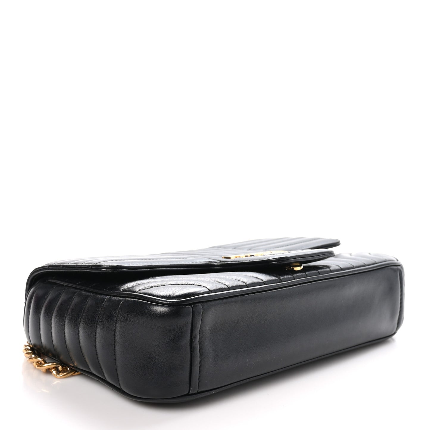 Soft Calfskin Impunture Diagramme Medium Chain Flap Shoulder Bag Black