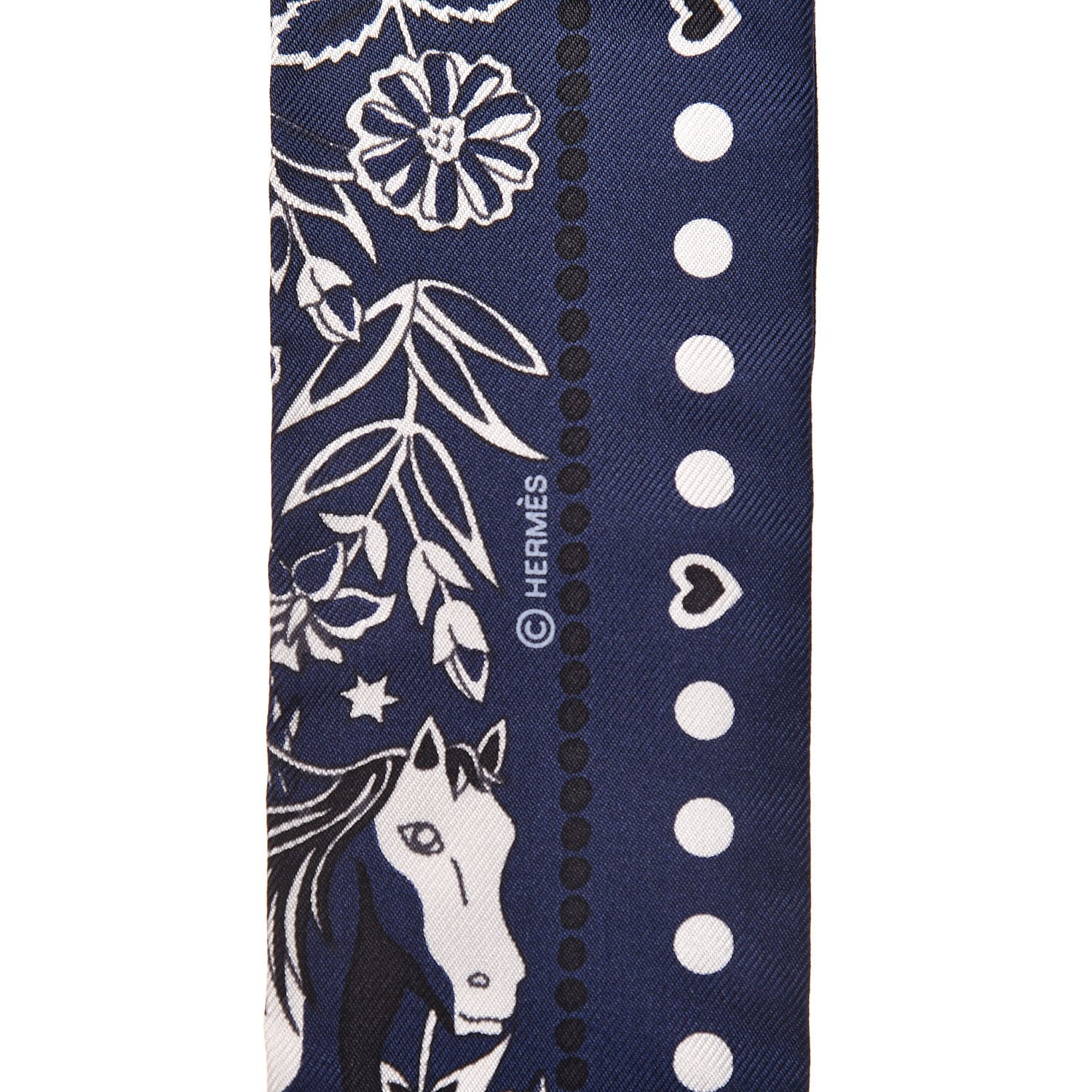 Hermes Silk Entre Ciel Et Mer Twilly Marine White Black 4 of 5