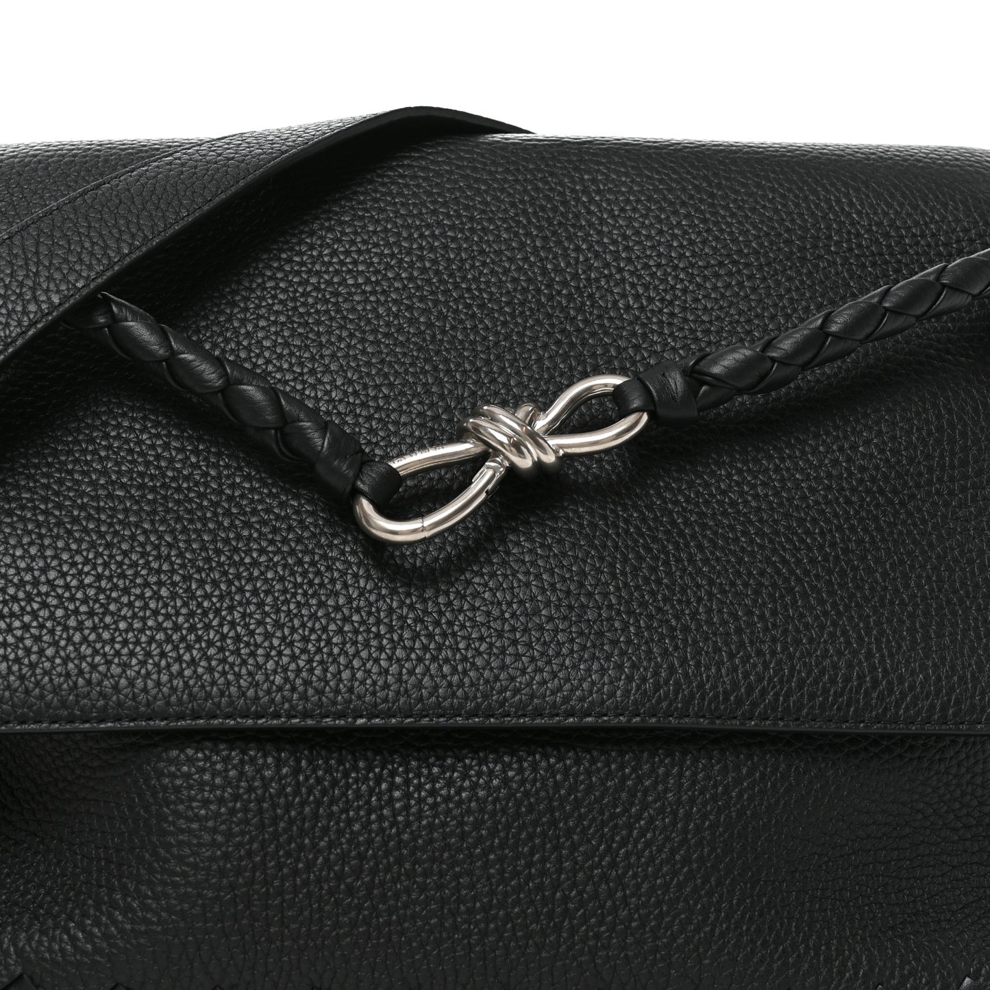 Grained Calfskin Intrecciato Andiamo Messenger Bag Black