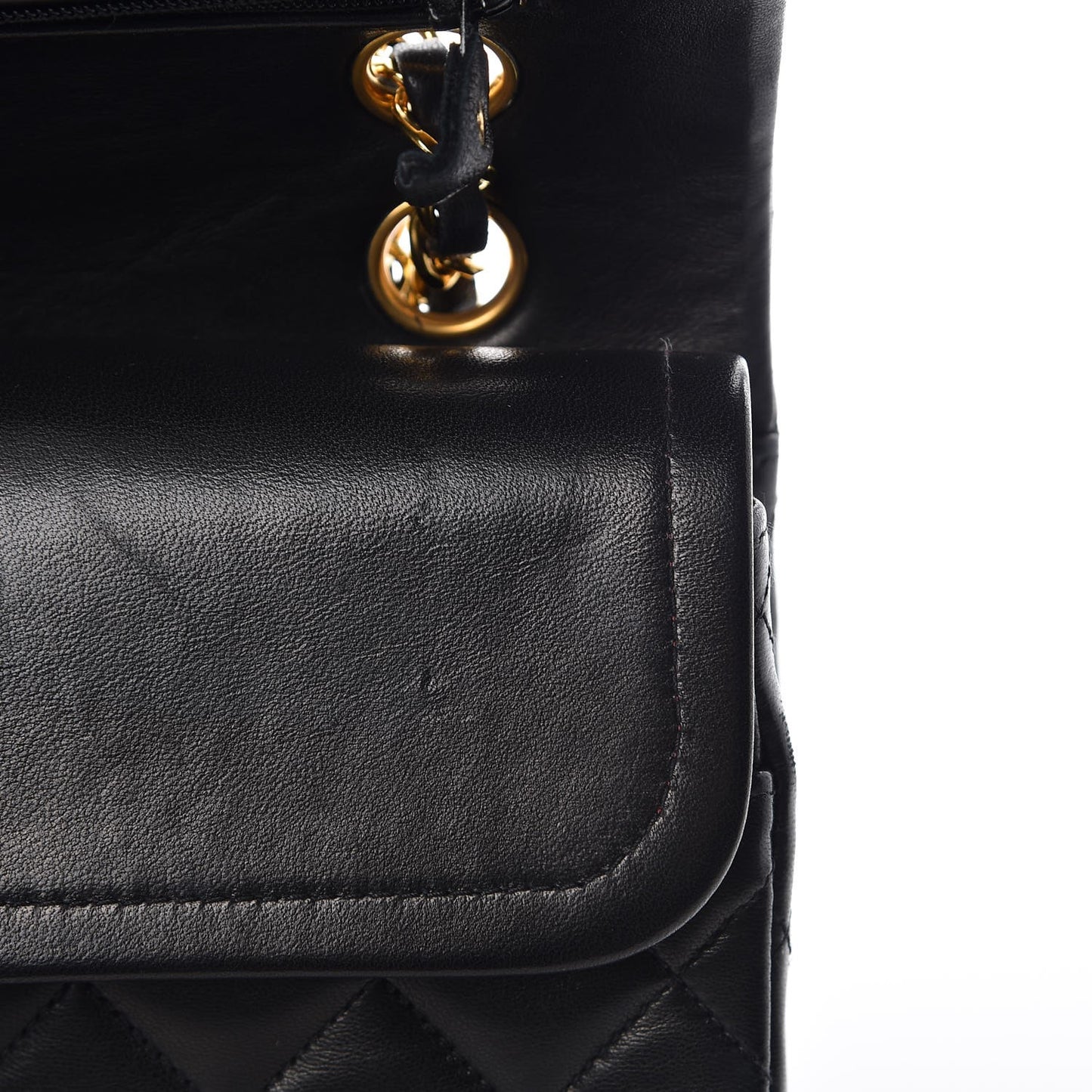 Lambskin Quilted Medium Double Flap Black